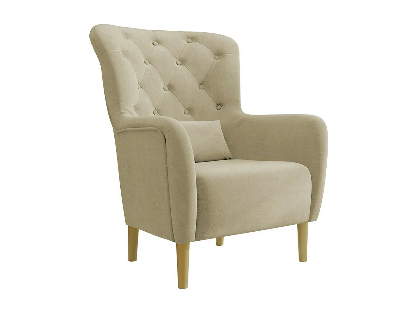 Fauteuil Orem 113, Brun clair, 105x82x89cm, Tissu, Pieds: Bois