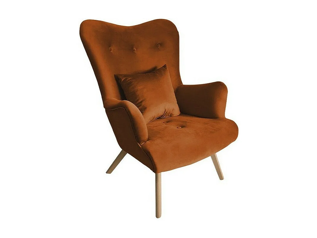 Fauteuil Clovis 102, Marron, 100x76x90cm, Tapisserie, Pieds: Bois