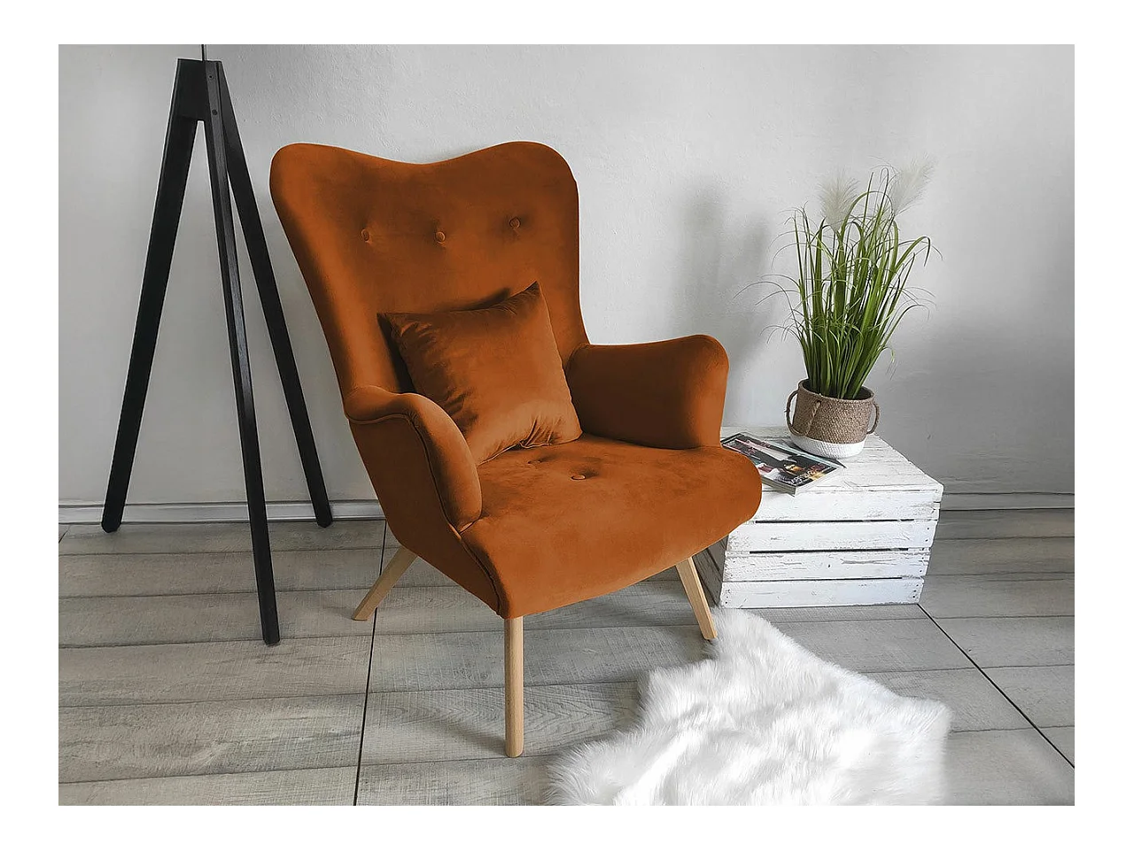 Sillón Clovis 102, Marrón, 100x76x90cm, Tapiz, Patas: Madera