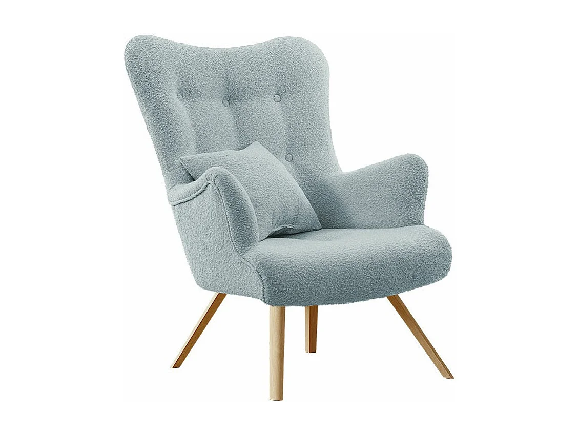 Fauteuil Clovis 106, Turquoise, 100x76x90cm, Tapisserie, Pieds: Bois