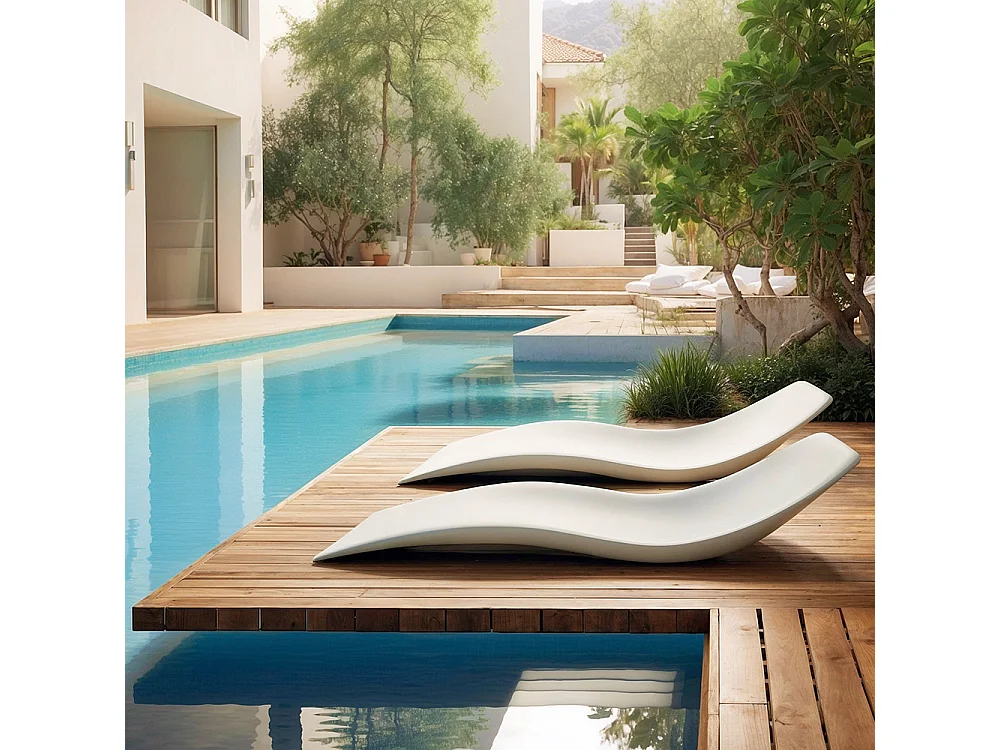 Pool-Liegestuhl-Design - Mattweiß - Hero
