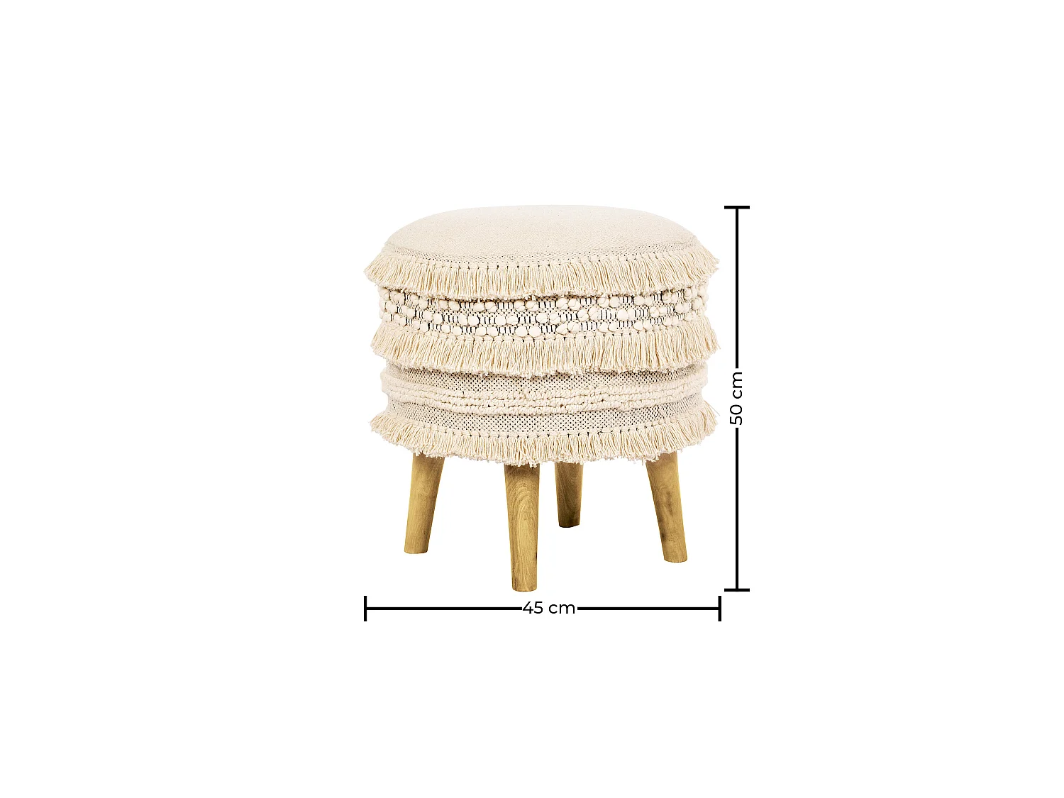 Sgabello Pouf Rotondo - Stile Boho Bali - Jenny