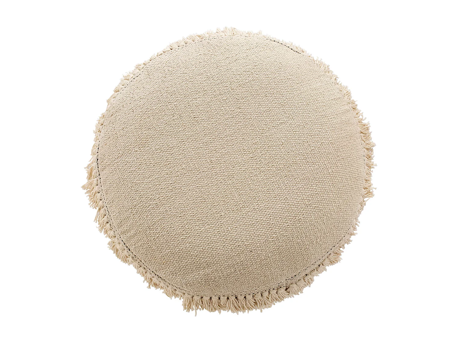 Tabouret Pouf Rond - Style Boho Bali - Jenny  Blanc