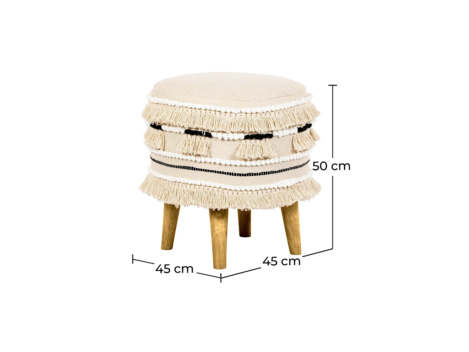 Taburete Puff Redondo - Estilo Boho Bali - Juliet