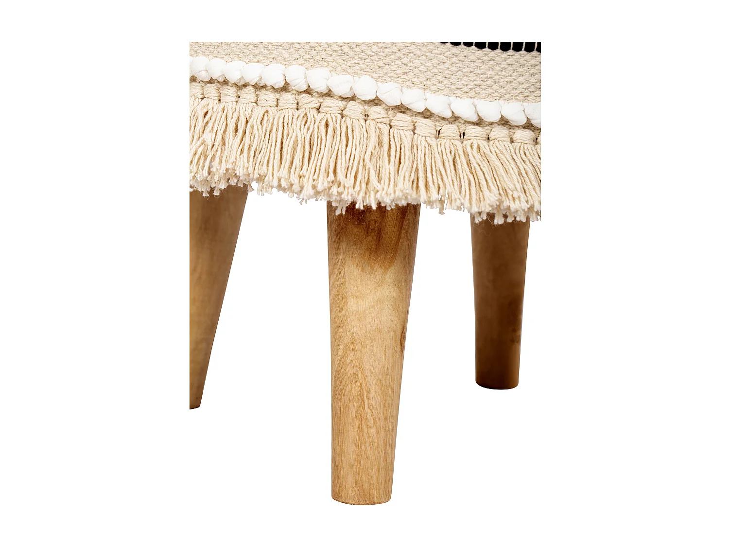 Tabouret Pouf Rond - Style Boho Bali - Juliet Crème