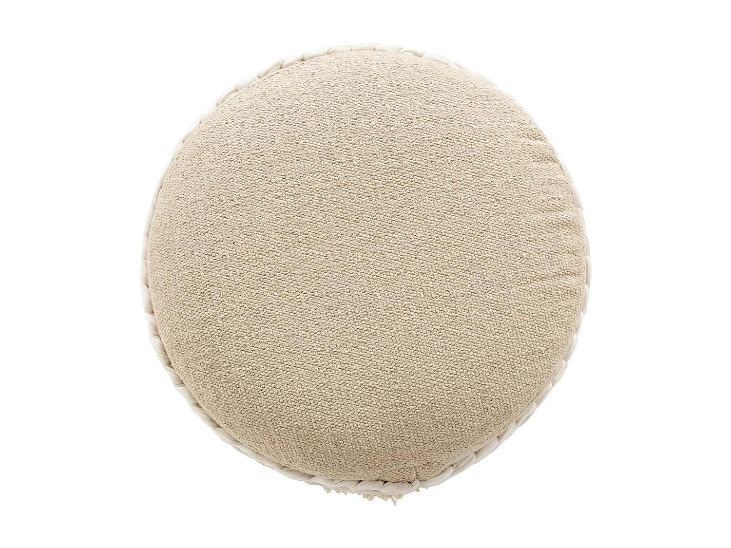 Taburete Puff Redondo - Estilo Boho Bali - Ivy  Marfil