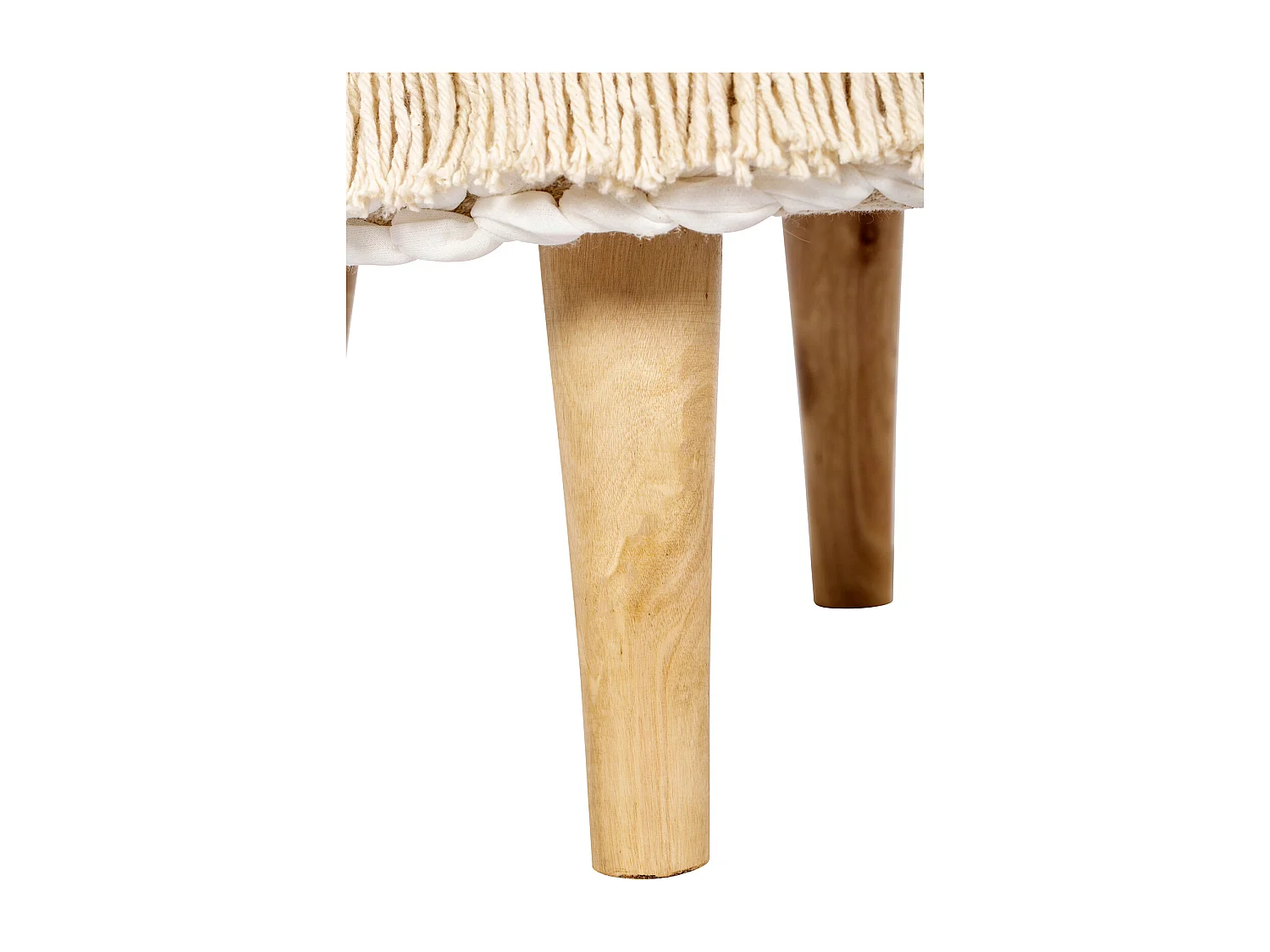 Taburete Puff Redondo - Estilo Boho Bali - Ivy  Marfil