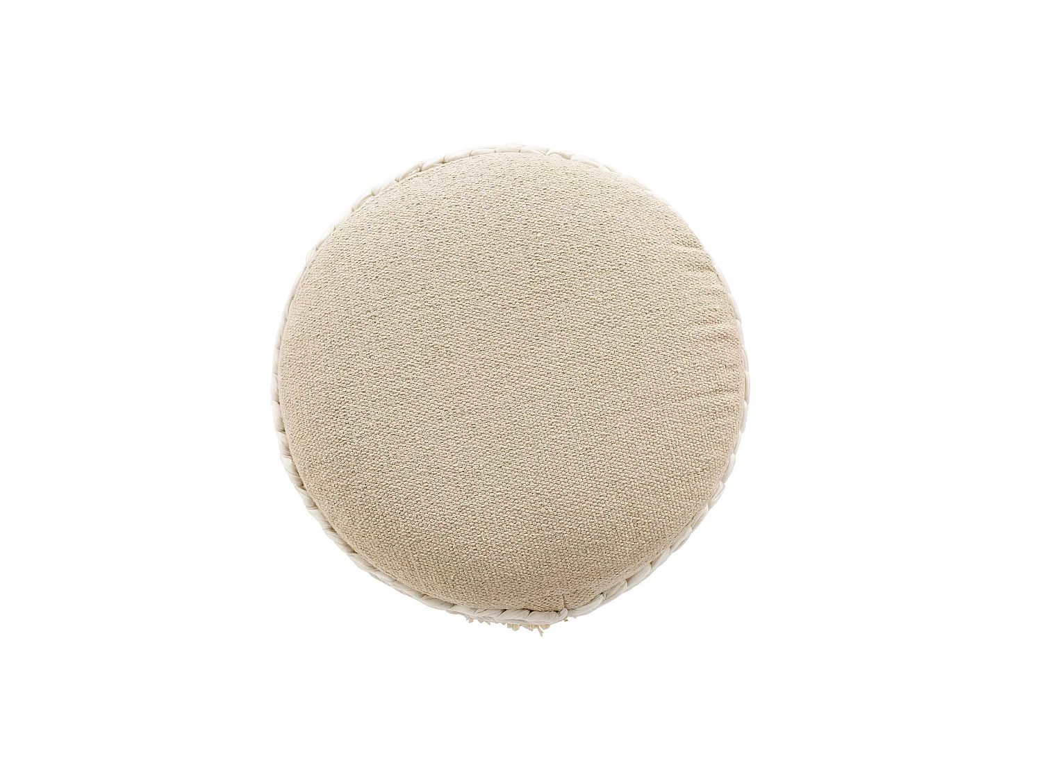 Taburete Puff Redondo - Estilo Boho Bali - Ivy  Marfil