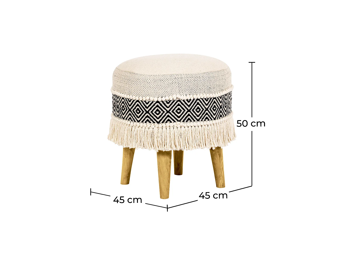 Taburete Puff  Redondo - Estilo Boho Bali - Joyce