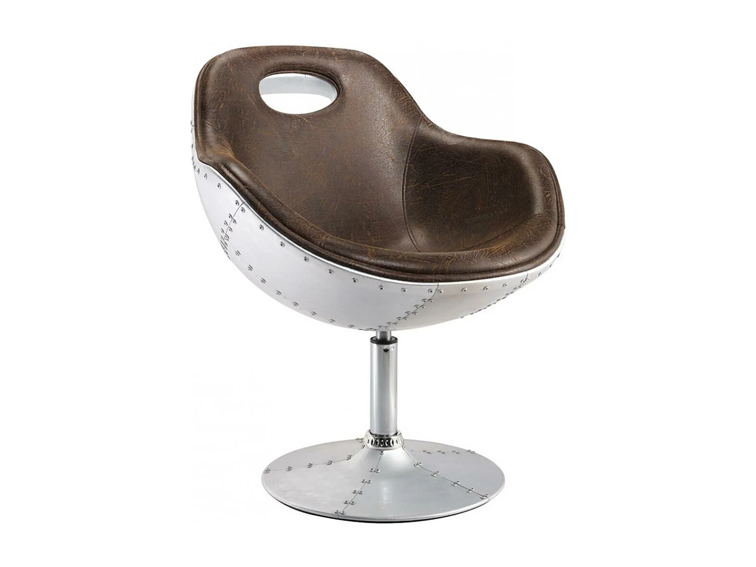 Fauteuil pivotant de design aviateur - Tapissé en PU Marron