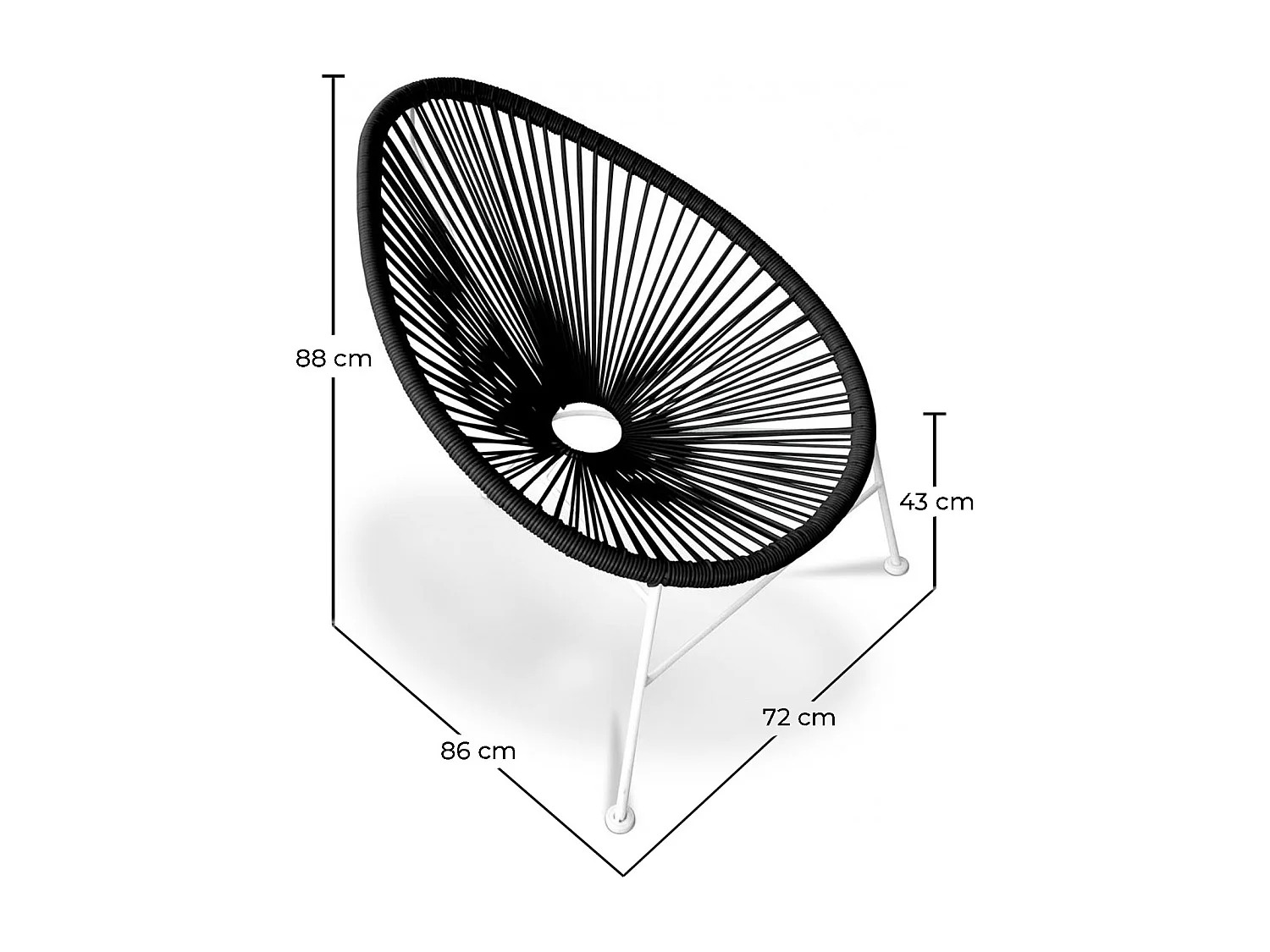 Chaise d'extérieur - Chaise de jardin d'extérieur - Acapulco Noir