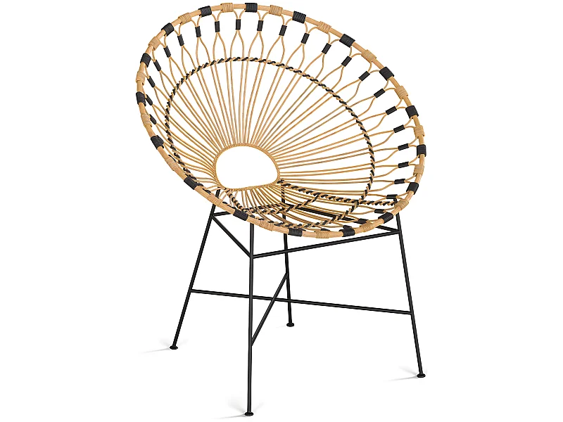 Runder Outdoor-Sessel aus synthetischem Rattan - Boho-Bali-Design - Elsa