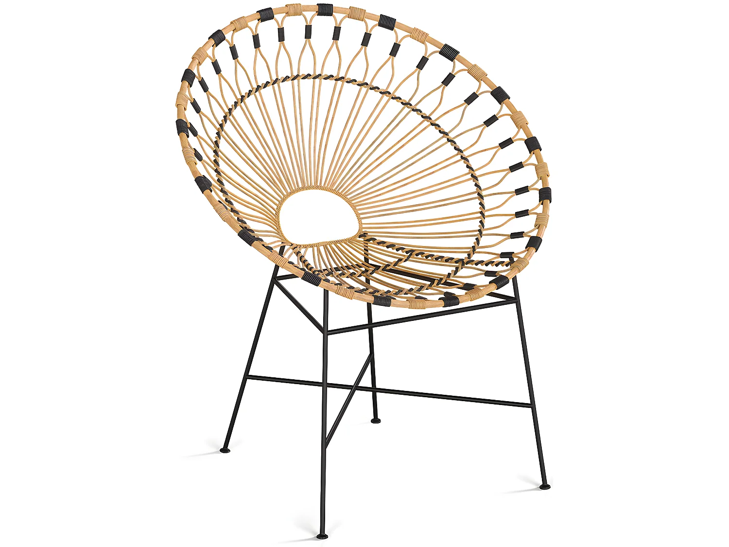 Runder Outdoor-Sessel aus synthetischem Rattan - Boho-Bali-Design - Elsa
