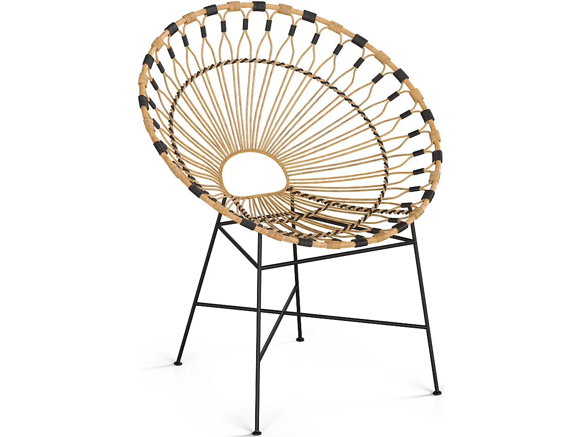Runder Outdoor-Sessel aus synthetischem Rattan - Boho-Bali-Design - Elsa