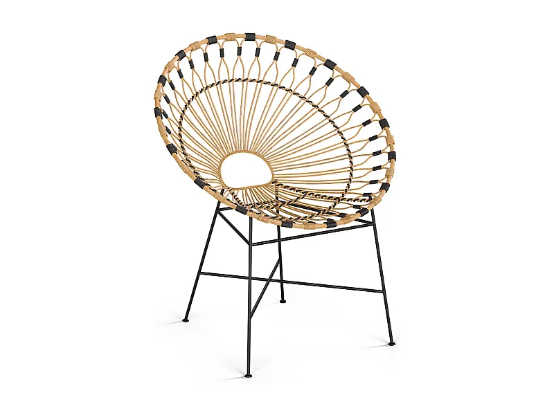 Runder Outdoor-Sessel aus synthetischem Rattan - Boho-Bali-Design - Elsa