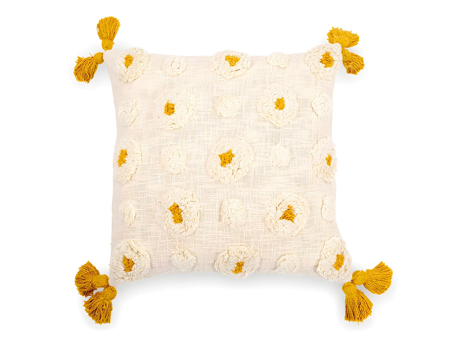 Coussin de style boho Bali - Housse et Rembourrage inclus - Isla Jaune