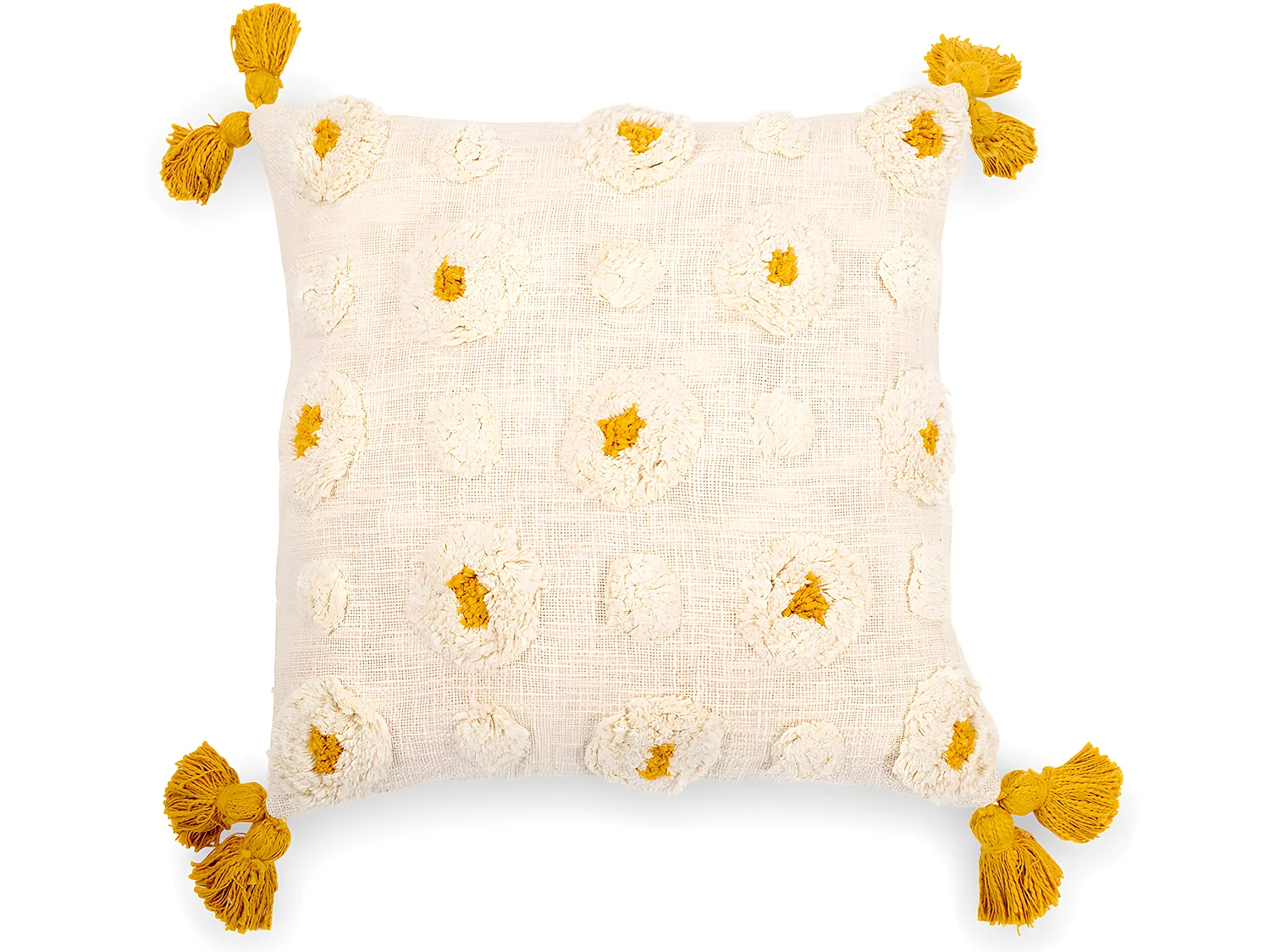 Coussin de style boho Bali - Housse et Rembourrage inclus - Isla Jaune