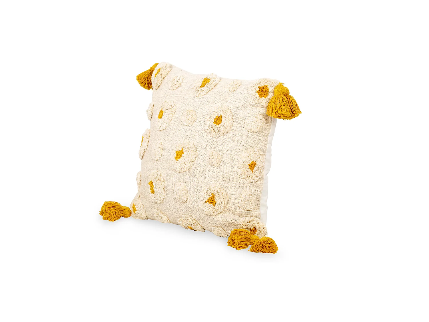 Coussin de style boho Bali - Housse et Rembourrage inclus - Isla Jaune