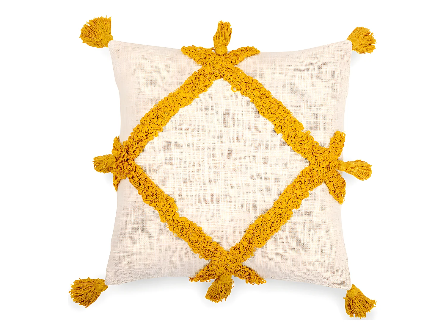 Coussin de style boho Bali - Housse et Rembourrage inclus - Frewla Jaune
