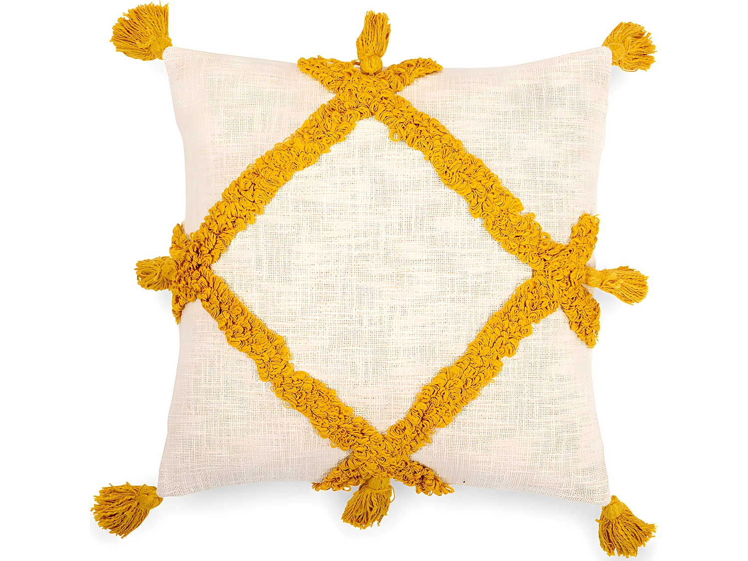 Coussin de style boho Bali - Housse et Rembourrage inclus - Frewla Jaune