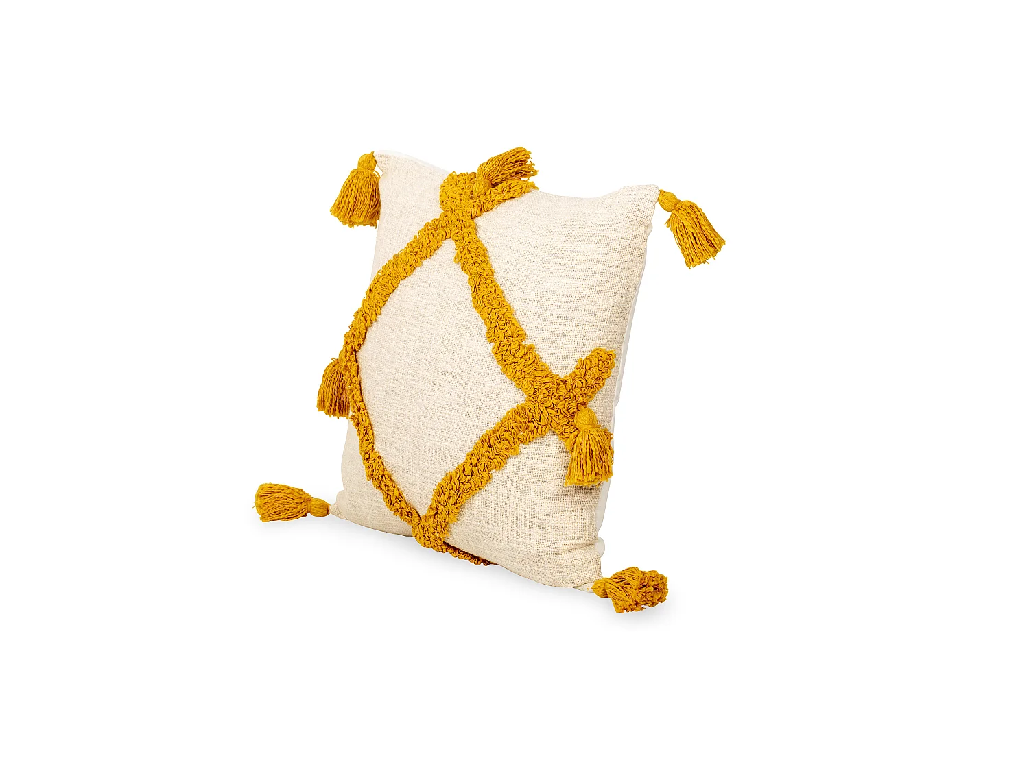 Coussin de style boho Bali - Housse et Rembourrage inclus - Frewla Jaune