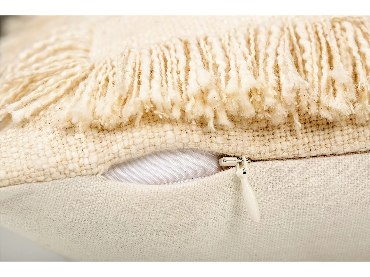 Coussin de style boho Bali - Housse et Rembourrage inclus - Eva Blanc