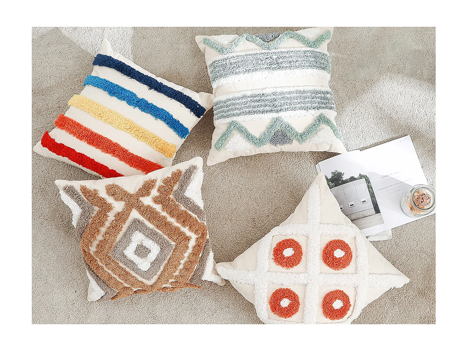 Cuscino in stile boho Bali - Copertura e riempimento inclusi - Hanaki