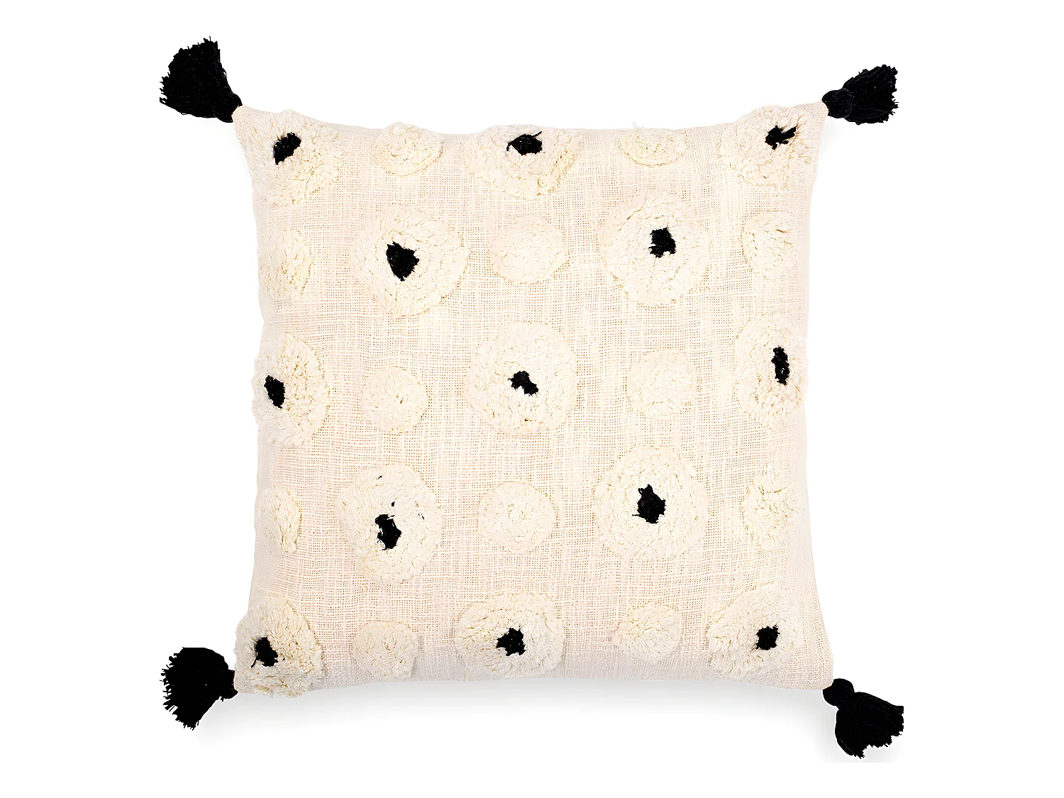 Coussin de style boho Bali - Housse et Rembourrage inclus - Eleanor Noir
