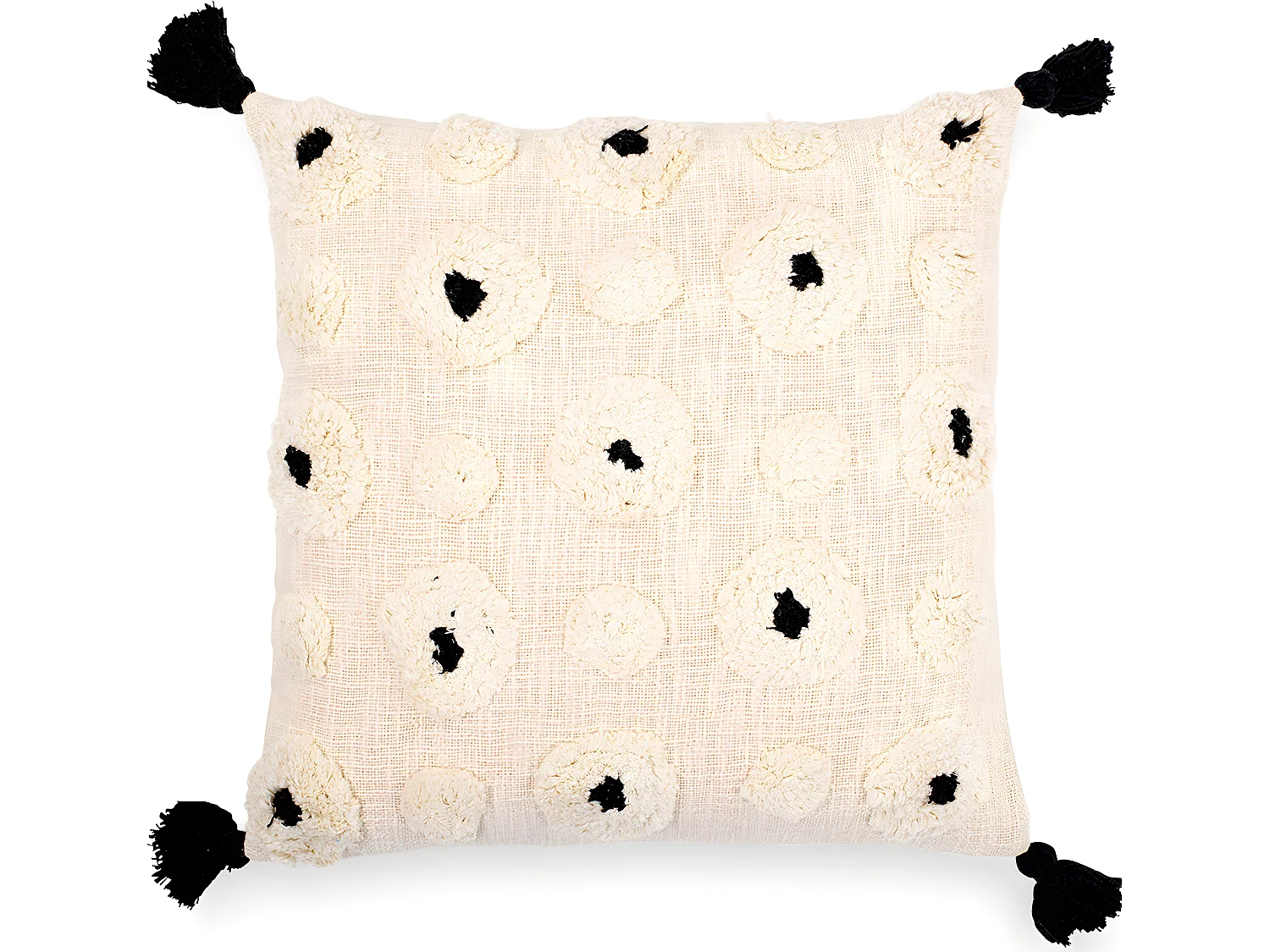 Coussin de style boho Bali - Housse et Rembourrage inclus - Eleanor Noir