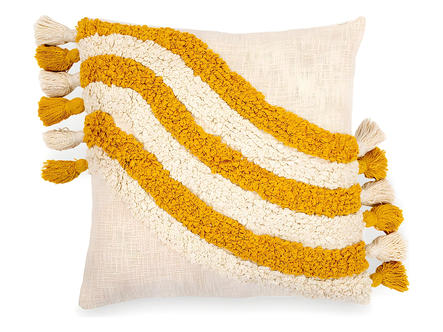 Coussin de style boho Bali - Housse et Rembourrage inclus - Karie Jaune