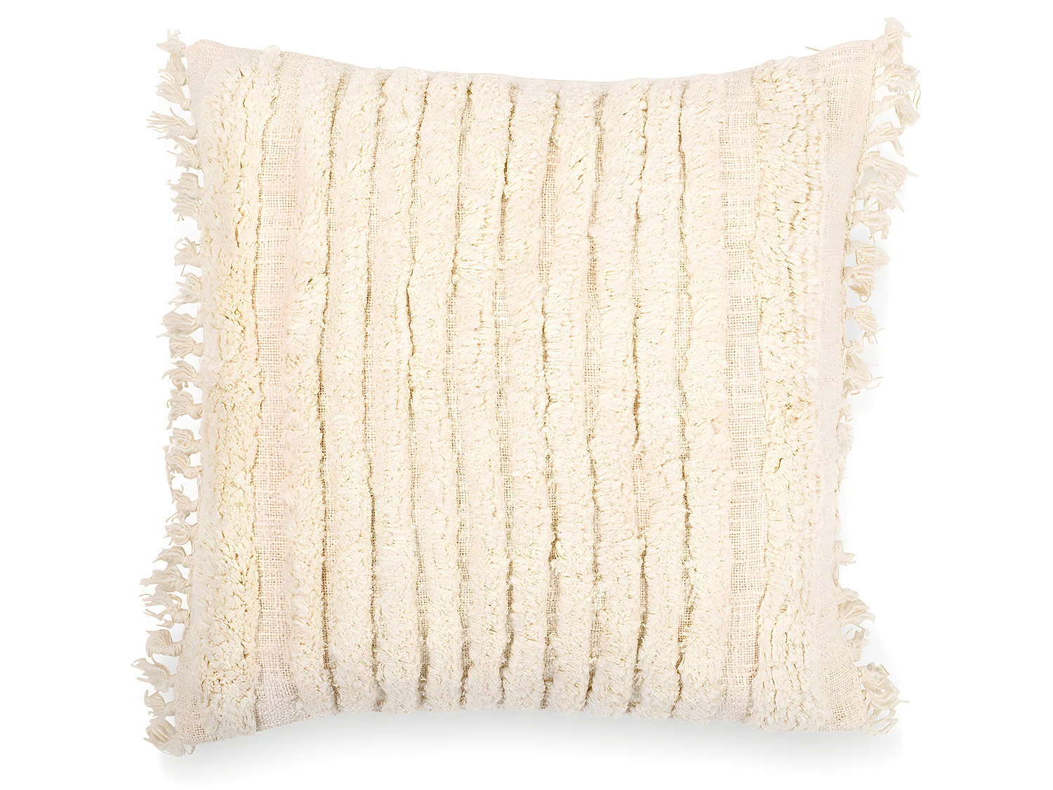 Coussin de style boho Bali - Housse et Rembourrage inclus - Greta Crème