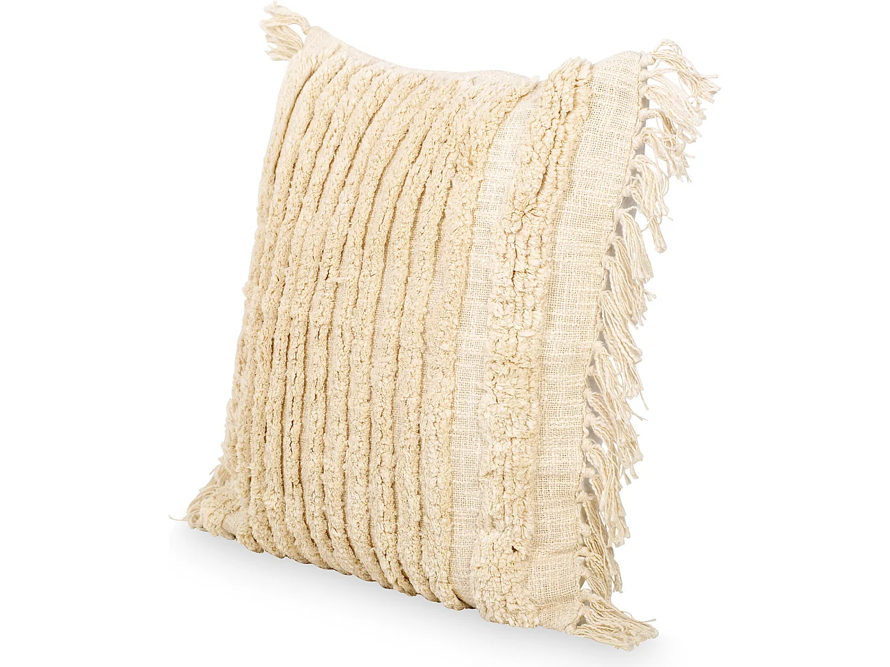 Coussin de style boho Bali - Housse et Rembourrage inclus - Greta Crème