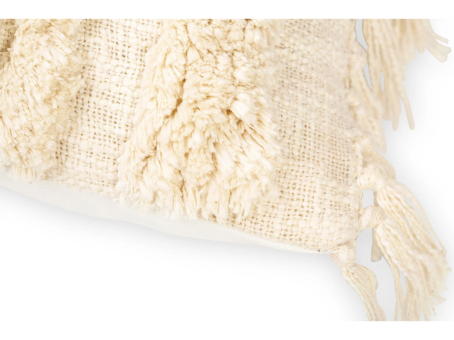 Coussin de style boho Bali - Housse et Rembourrage inclus - Greta Crème