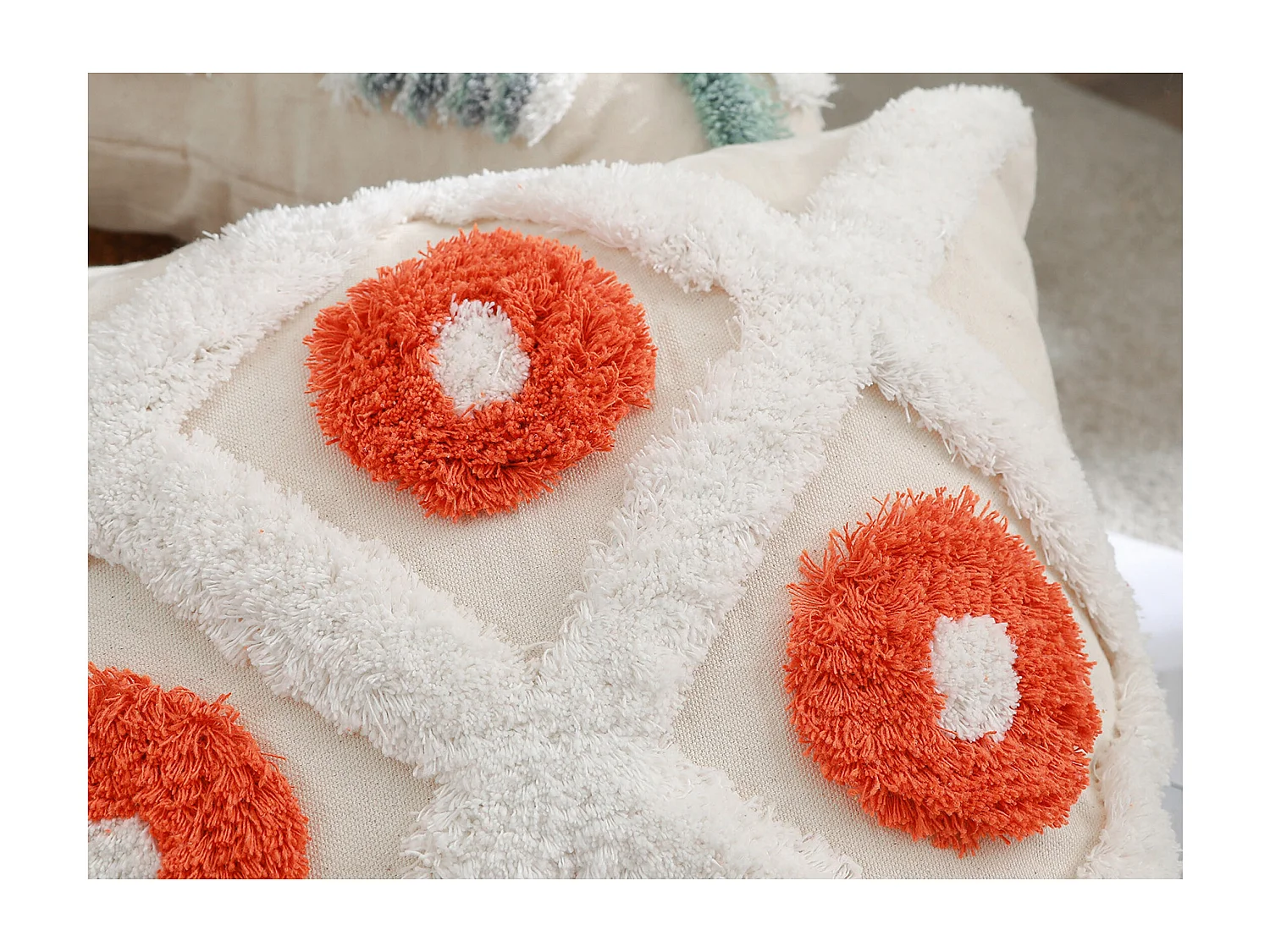 Coussin de style boho Bali - Housse et Rembourrage inclus -  Reyune Orange