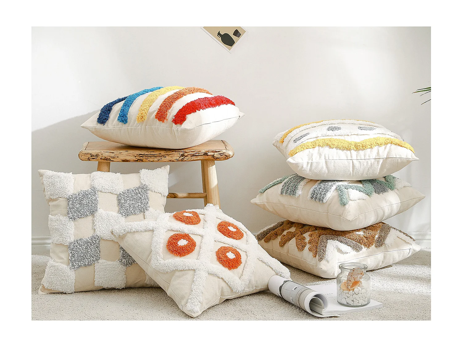 Coussin de style boho Bali - Housse et Rembourrage inclus -  Reyune Orange