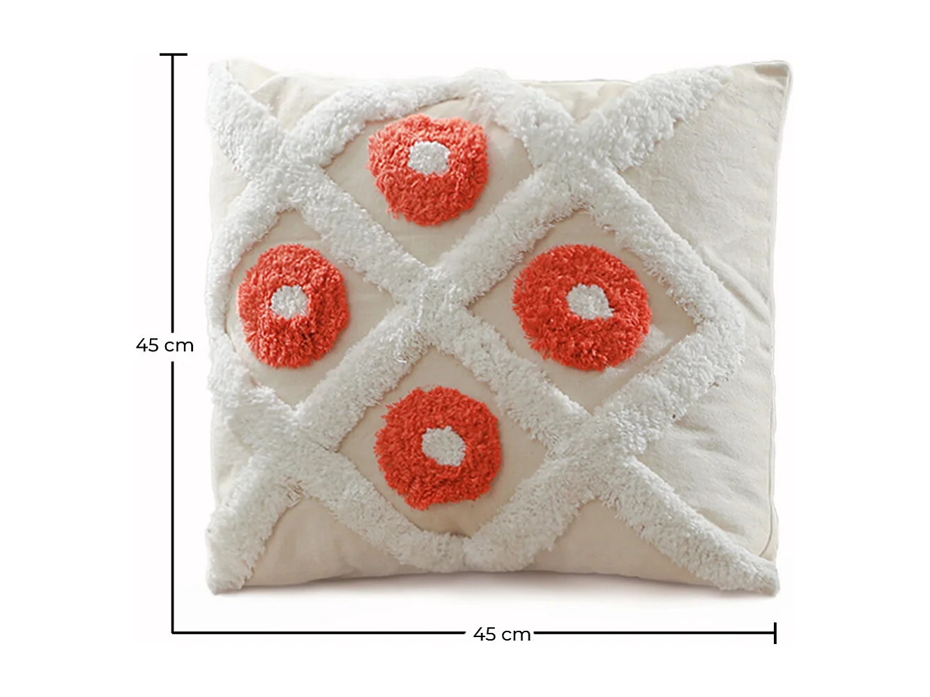 Coussin de style boho Bali - Housse et Rembourrage inclus -  Reyune Orange