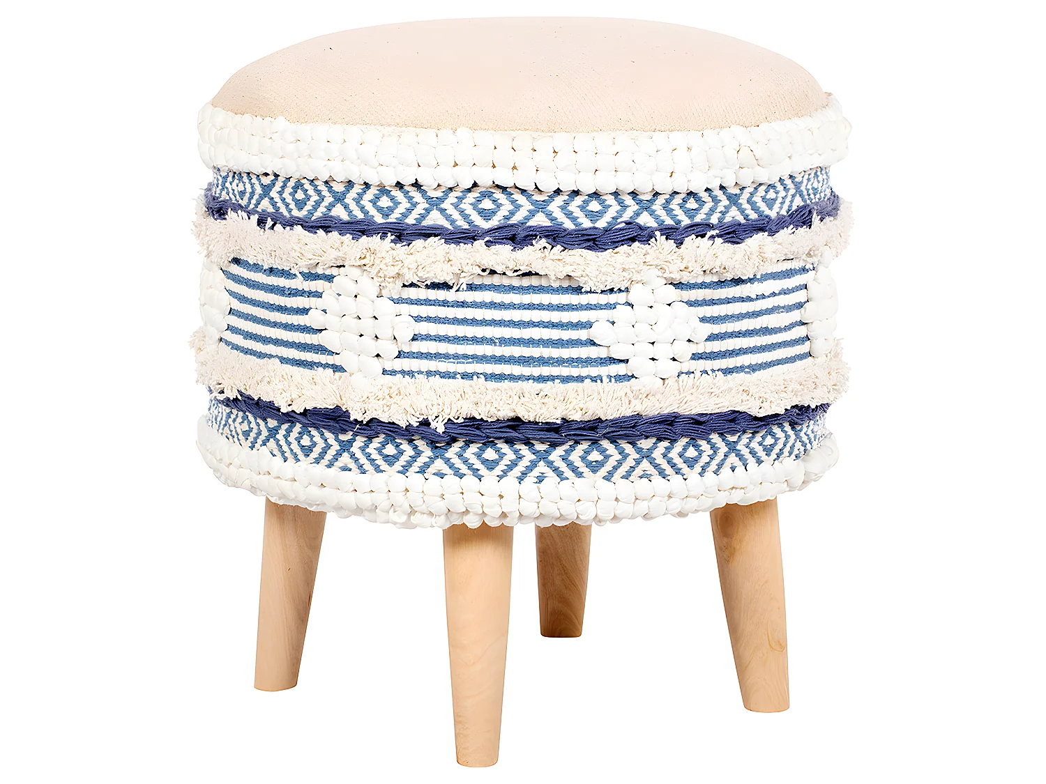 Runder Pouf Hocker - Boho Bali Stil - Josephine