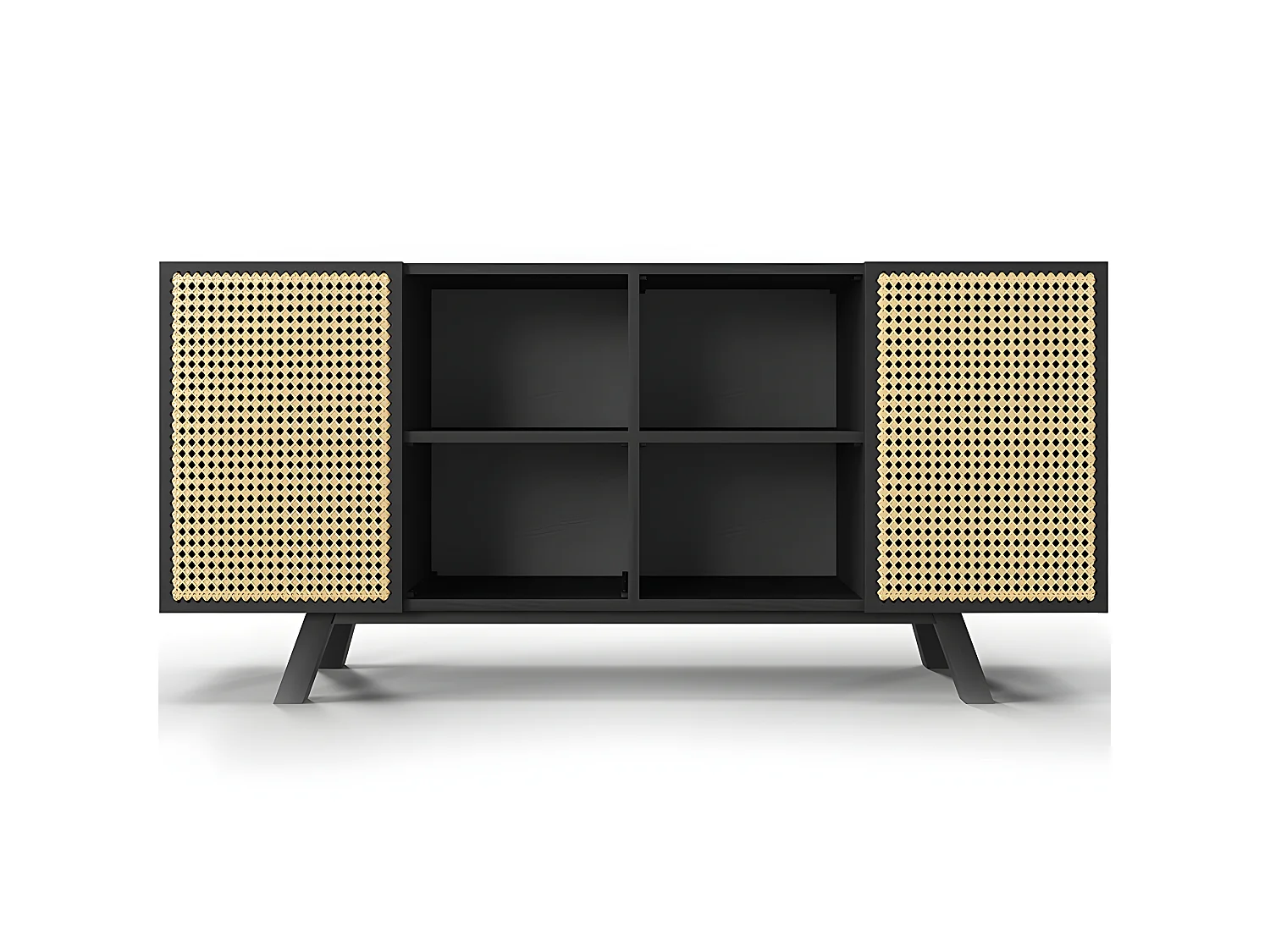 Buffet en Bois Naturel - Stile Vintage - Noir - Edan Noir