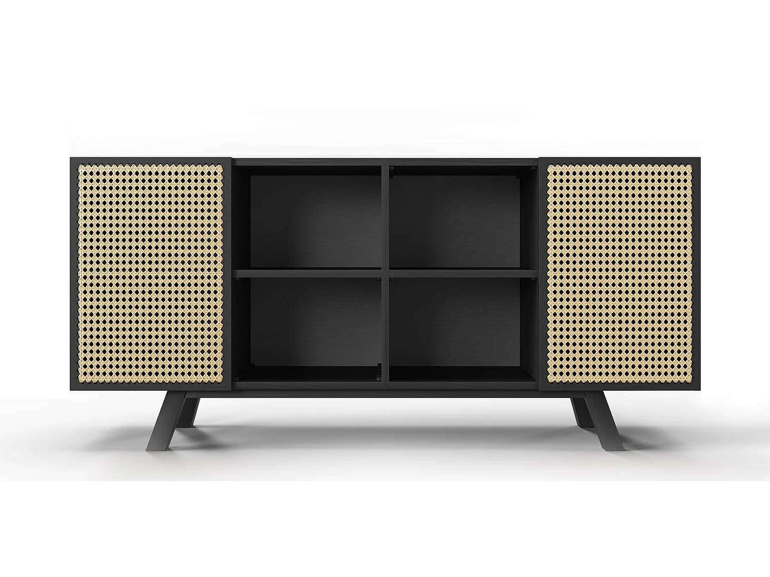 Buffet en Bois Naturel - Stile Vintage - Noir - Edan Noir