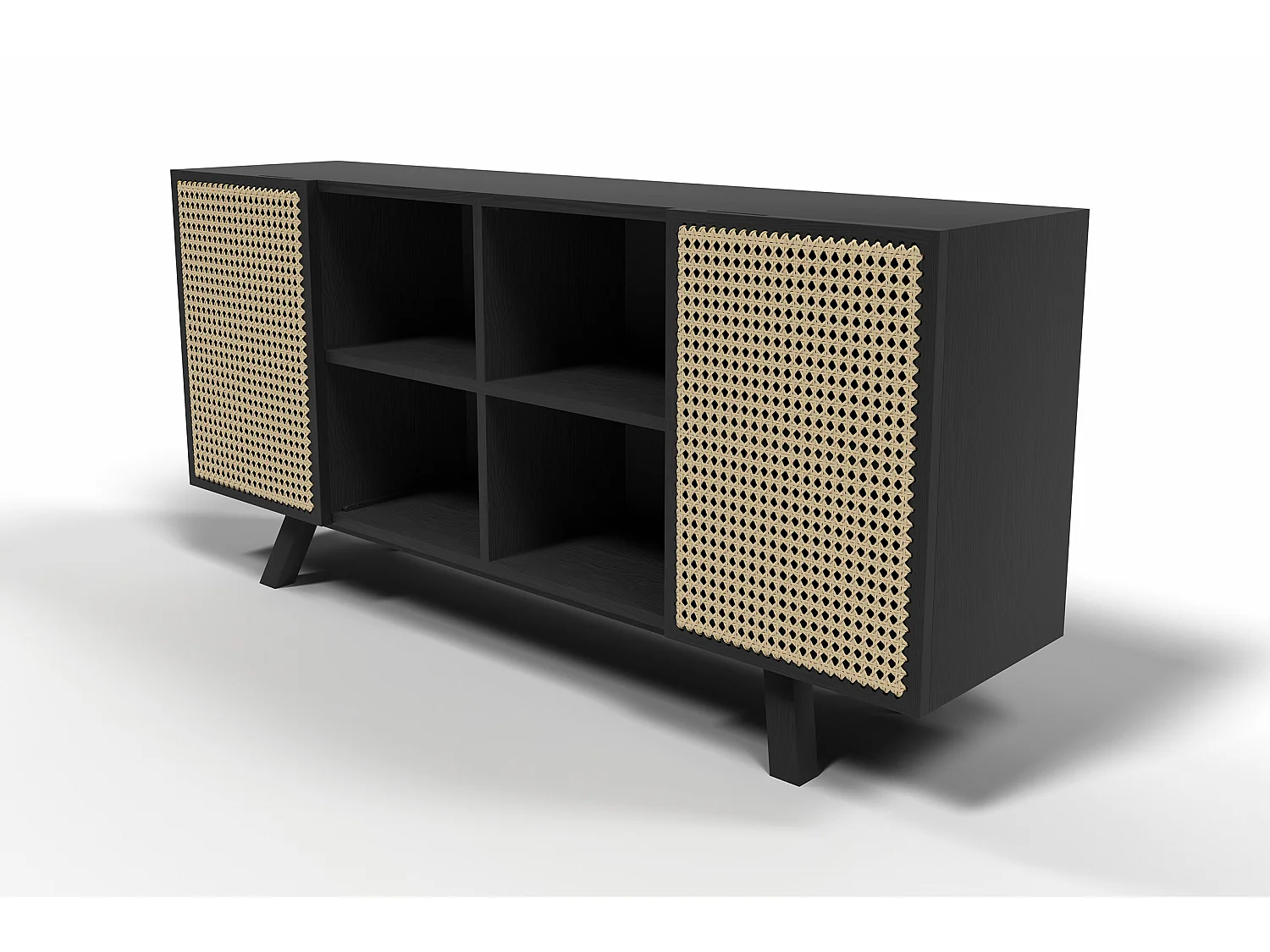 Buffet en Bois Naturel - Stile Vintage - Noir - Edan Noir