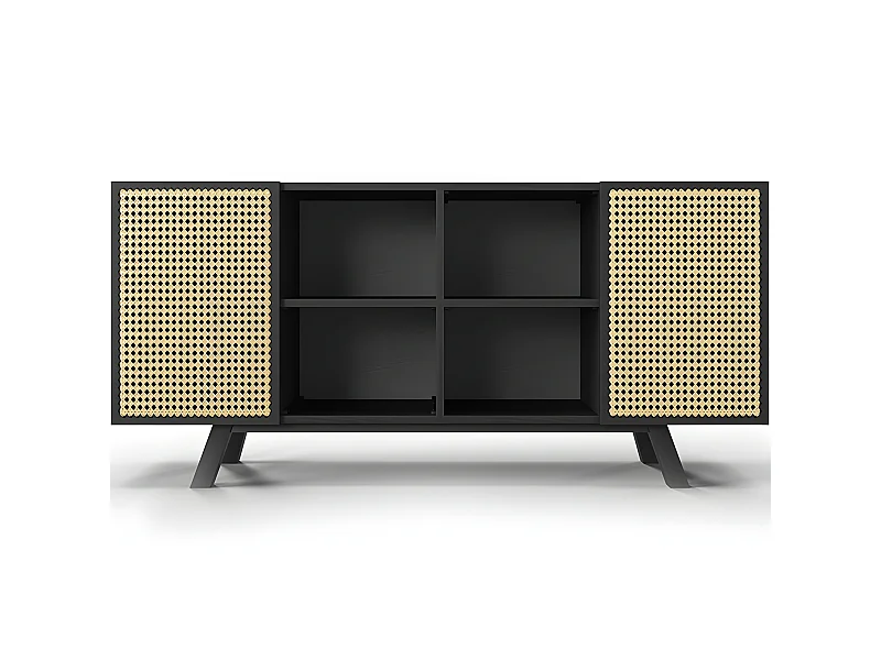 Buffet en Bois Naturel - Stile Vintage - Noir - Edan Noir