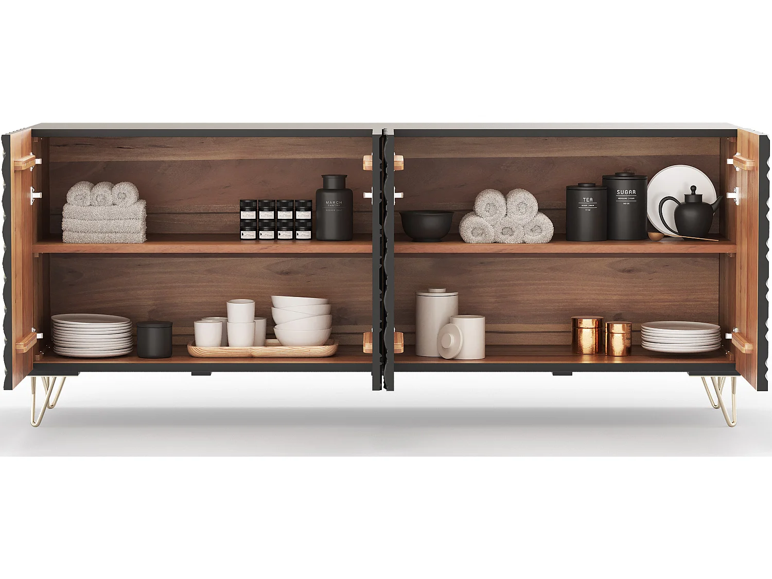 Design Sideboard aus Holz - Schwarz - Haui