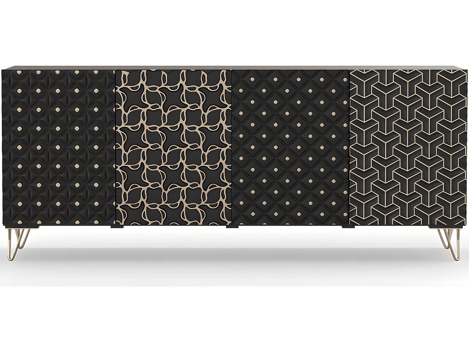 Credenza in stile in legno - Nero - Haui