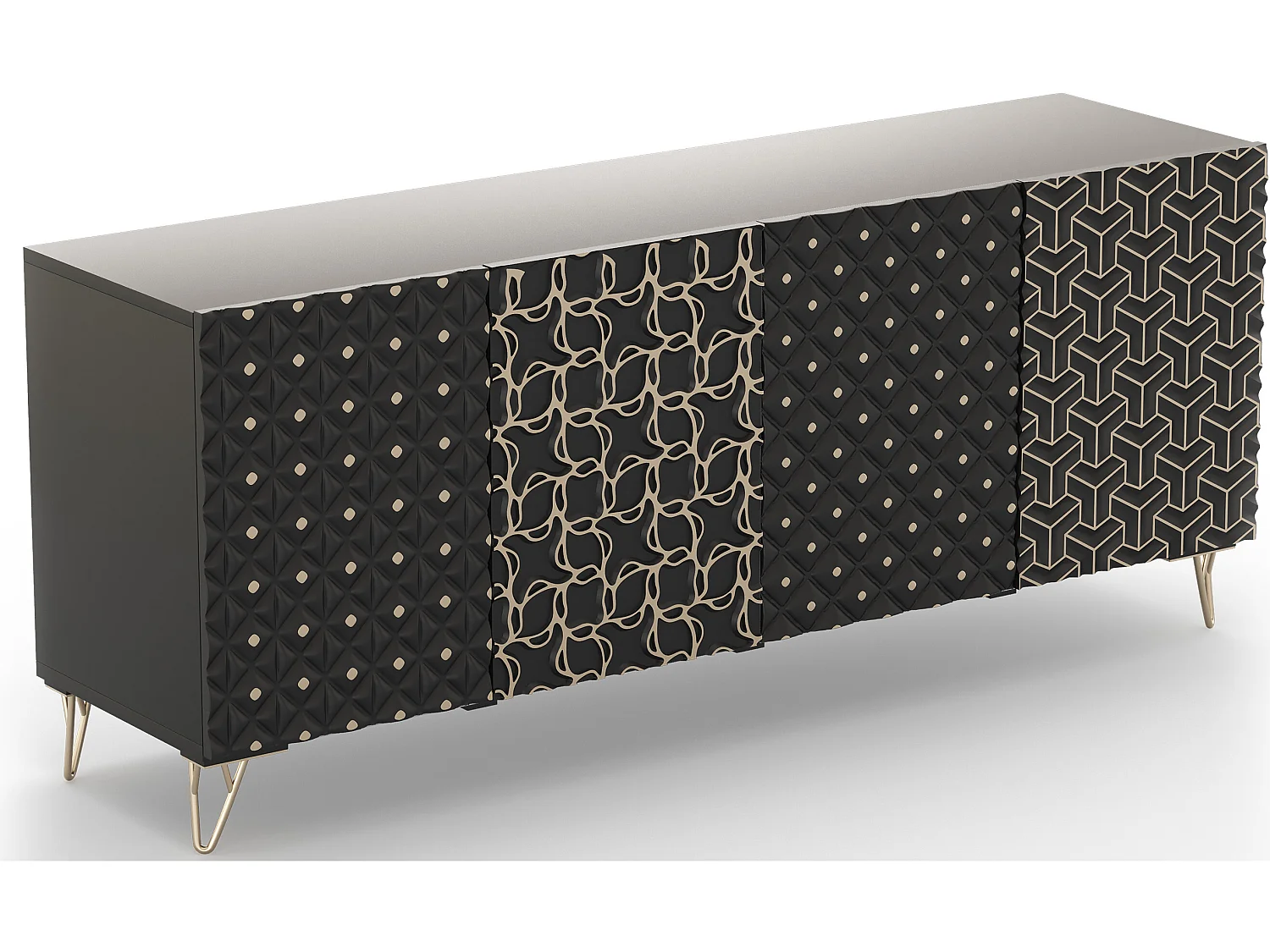 Credenza in stile in legno - Nero - Haui