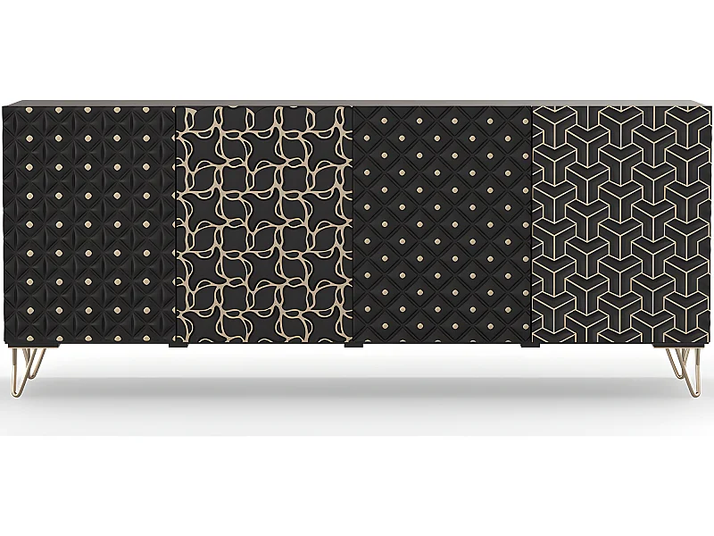 Buffet design en bois - Noir - Haui Noir