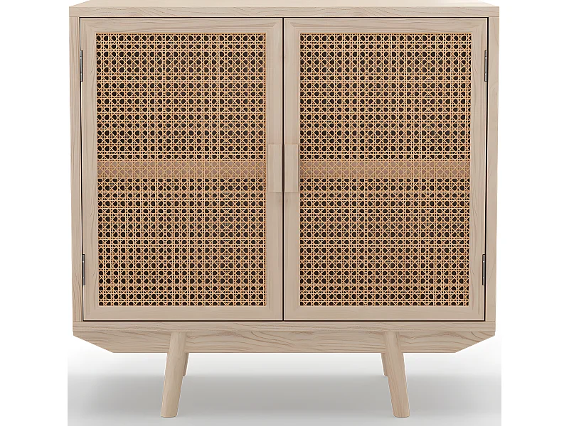 Aparador de Madera Natural - Diseño Boho Bali - 2 puertas - Treys