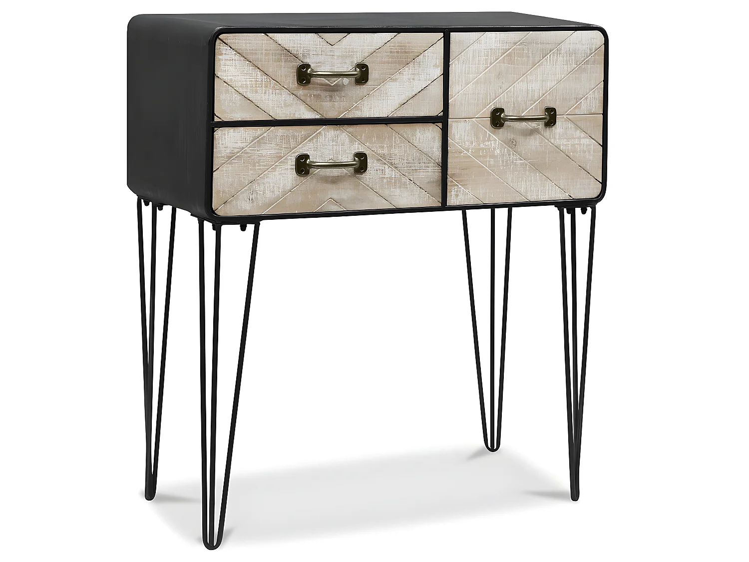 Buffet Métallique - Design Industriel - 3 Tiroirs - Orson Bois naturel