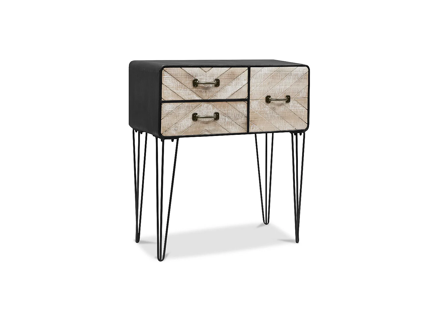 Buffet Métallique - Design Industriel - 3 Tiroirs - Orson Bois naturel