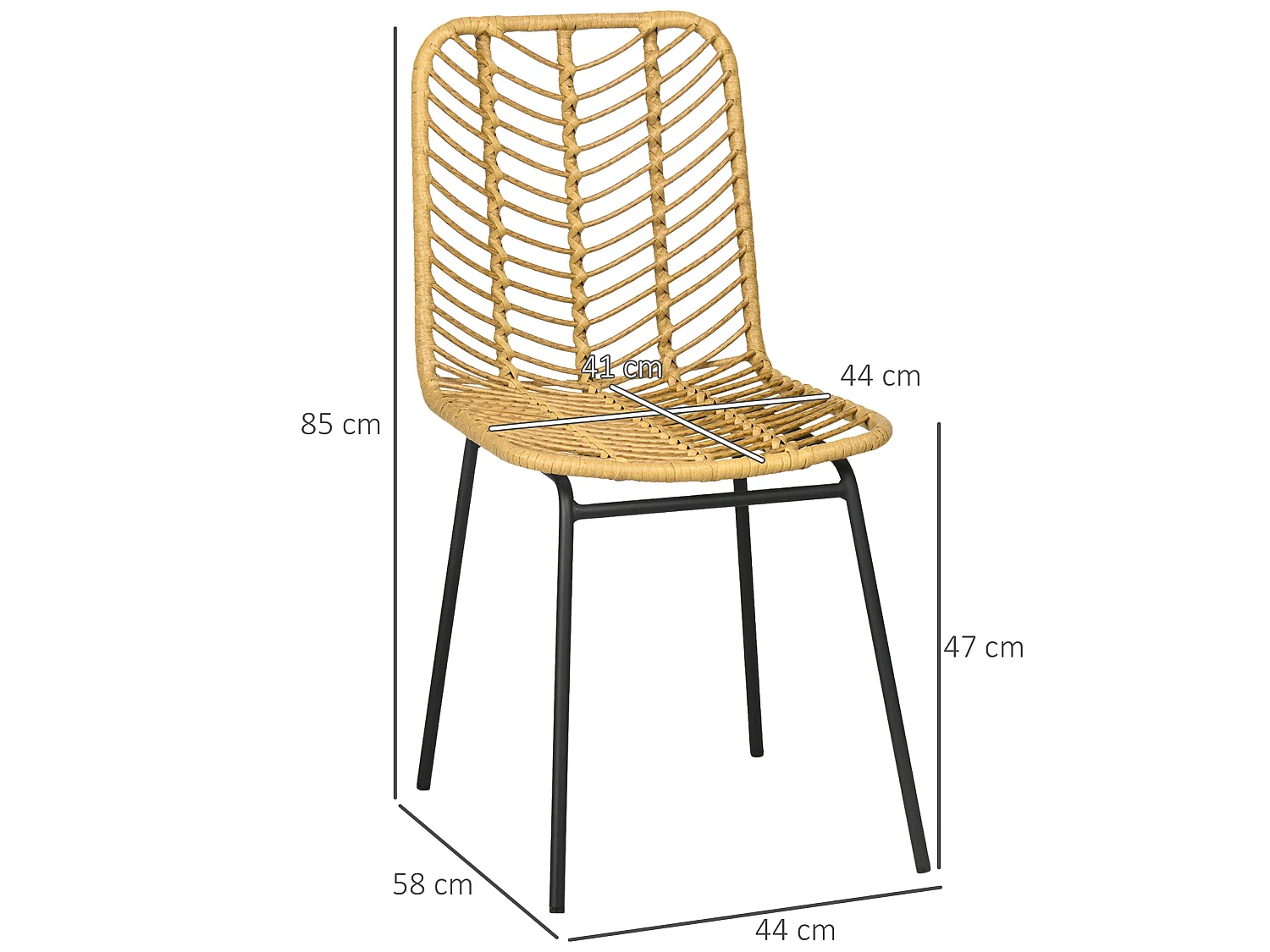 Sillas de comedor madera natural 44x58x85 cm HOMCOM