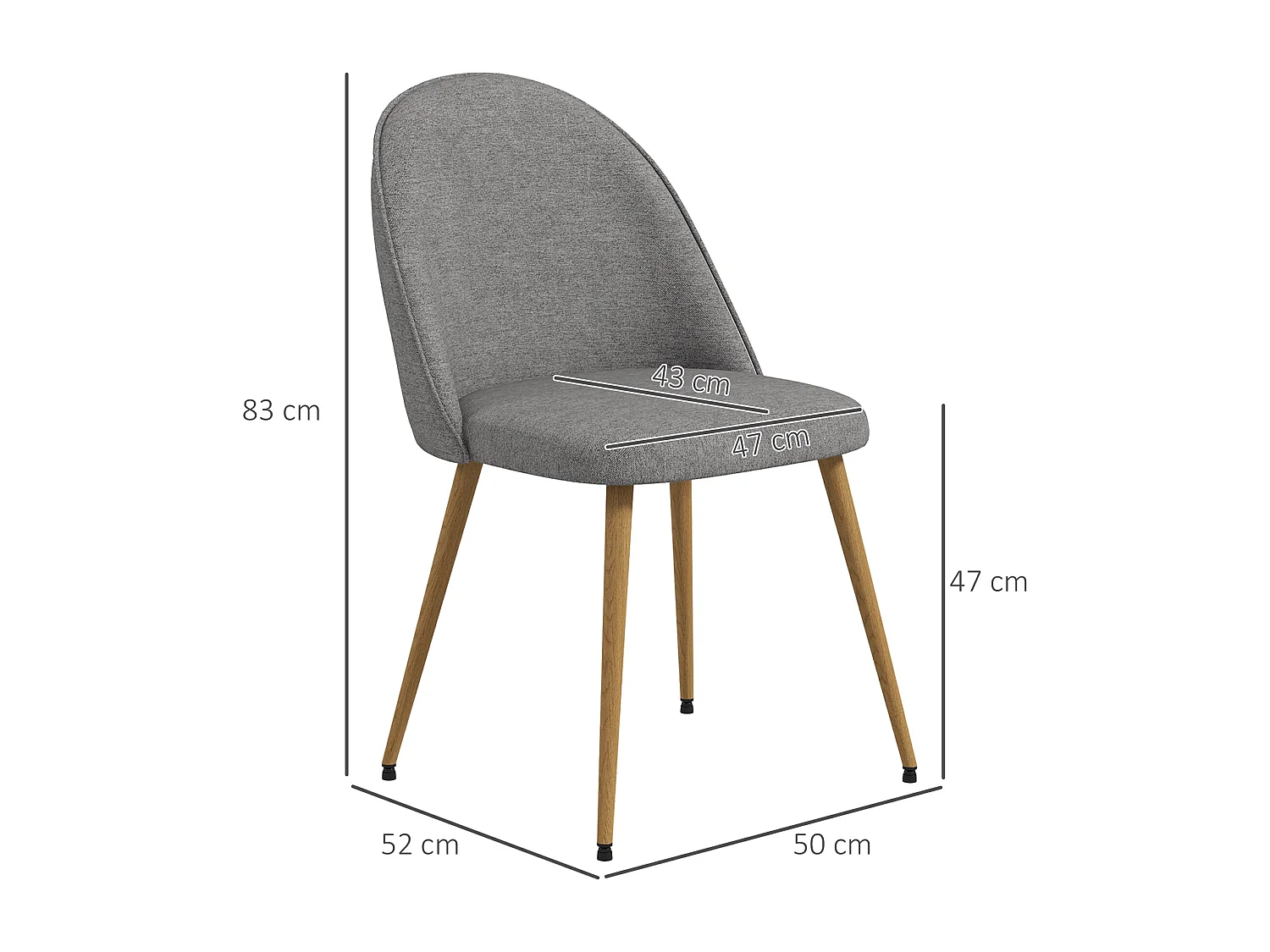 Sillas de comedor gris 50x52x83 cm HOMCOM